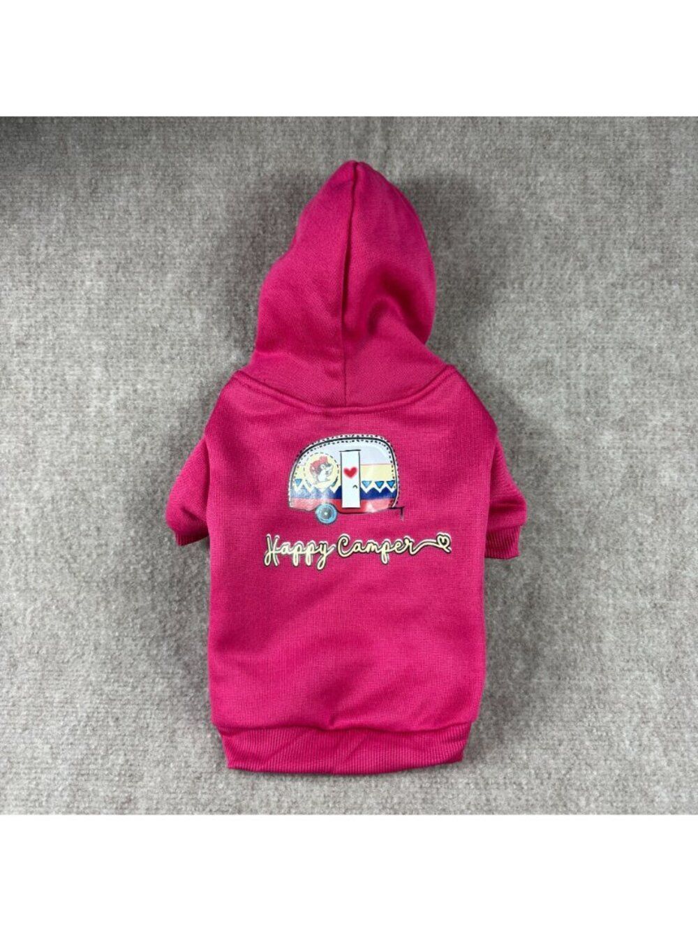 Buc-ee's Happy Camper Dog Cat Hoodie Pink Small Pet Sweatshirt Camp Trailer - Picture 2 of 7